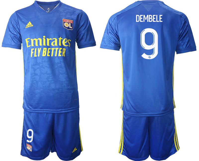 Men 2020-2021 club Olympique Lyonnais away #9 blue Soccer Jerseys->other club jersey->Soccer Club Jersey